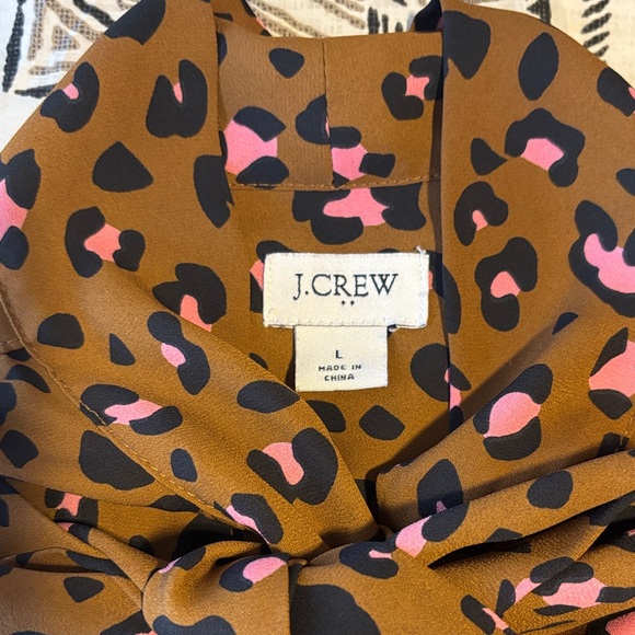 J.Crew Brown and Pink Leopard Print Blouse - Picture 3 of 7